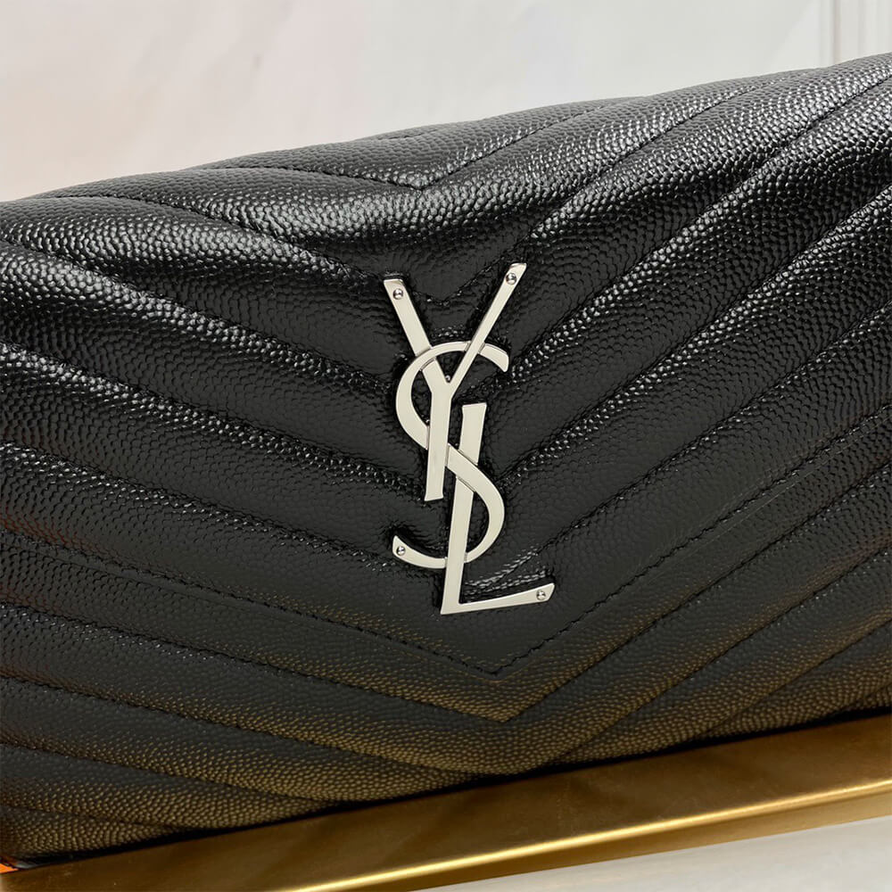 YSL classic cassandre chain wallet in grain de poudre leather