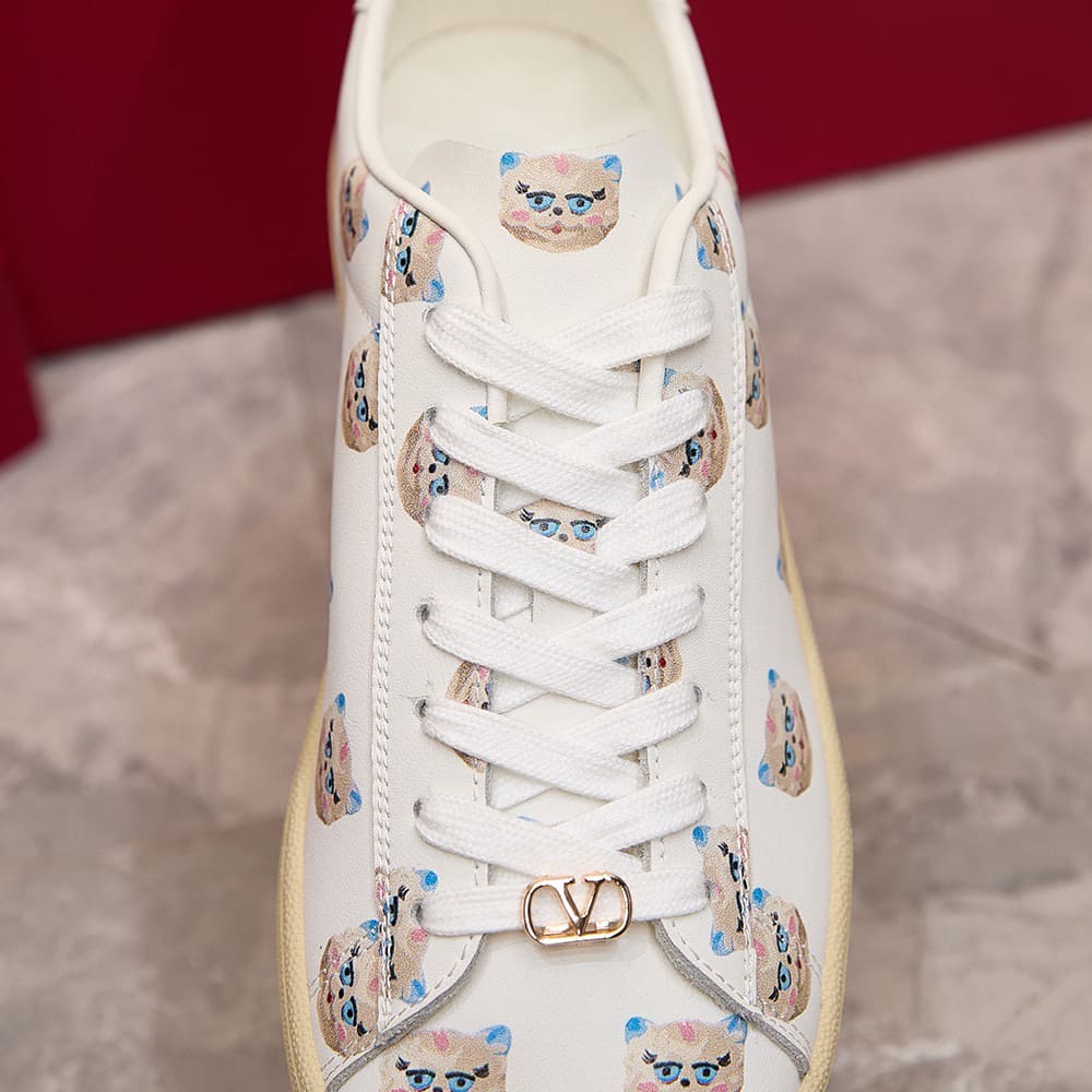 VALENTINO ROYCO Women s  LE CHAT DE LA MAISON  Patterned Soft Calfskin Sneakers