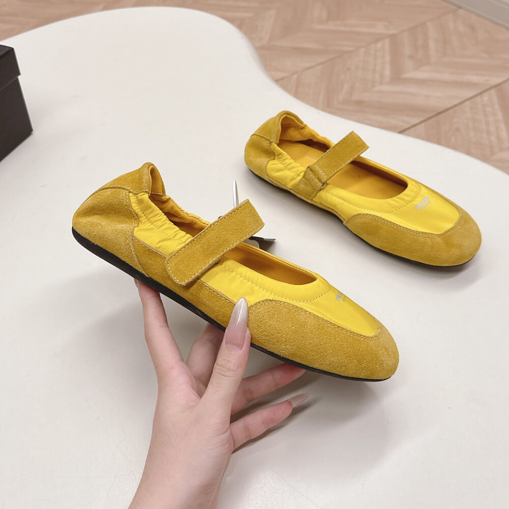 PRADA Re-Nylon and suede ballet flats