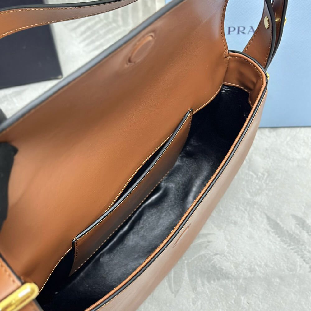 Prada Arque leather shoulder bag with flap