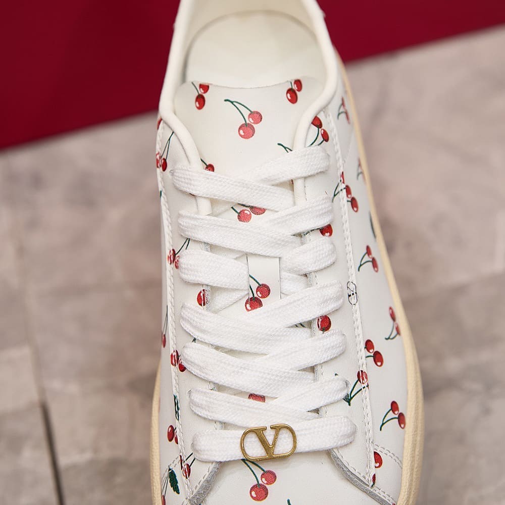 VALENTINO ROYCO Women s Cherry Pattern Soft Calfskin Sneakers