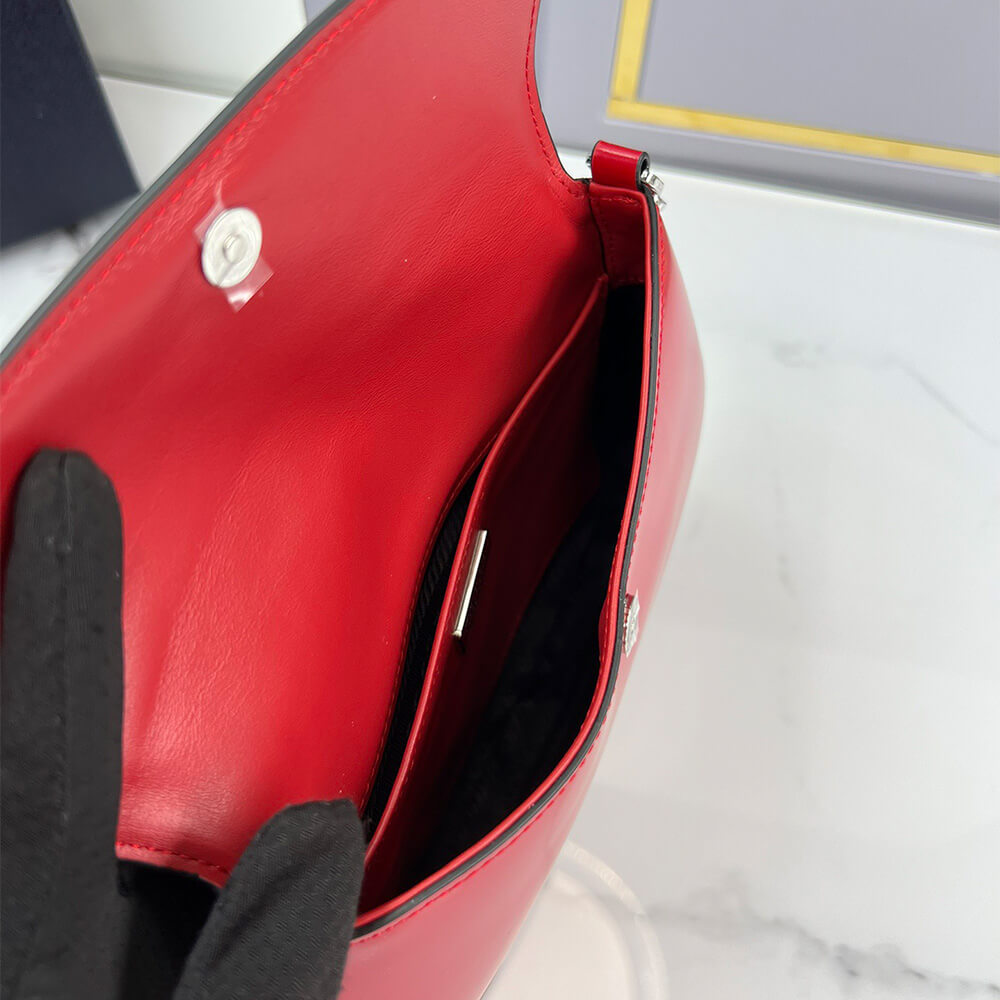 Small Prada Cleo brushed leather shoulder bag with flap