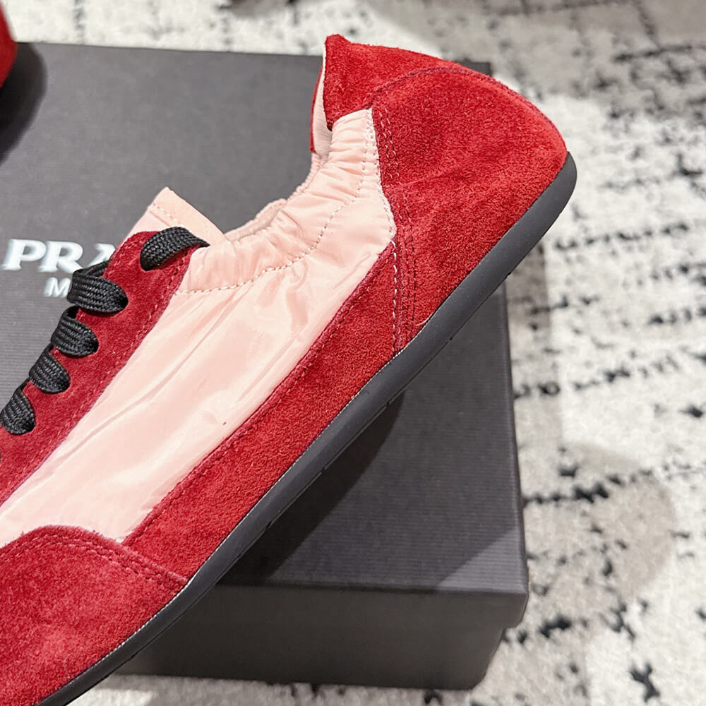 PRADA Collapse Re-Nylon and suede elasticized sneakers