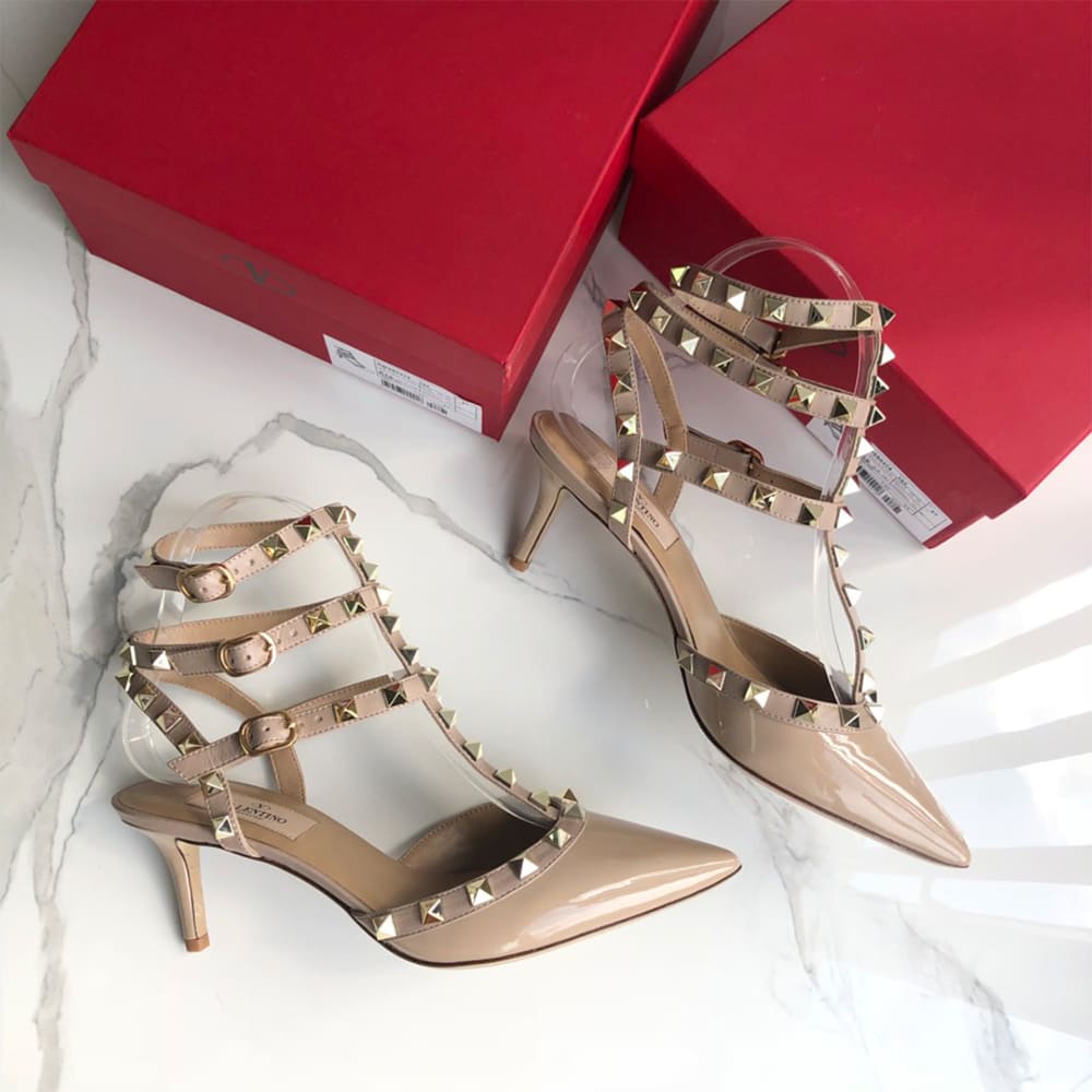 VALENTINO ROCKSTUD Wrap-around ankle strap rivet high heels (heel height 6.5 cm)