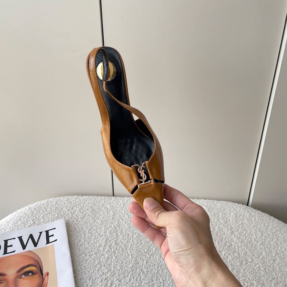 YSL Babylone Breteuil Slingback Pumps in Patent Leather