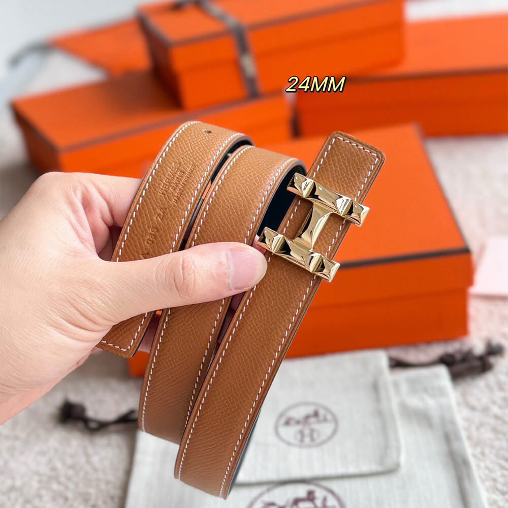 H Infini belt buckle   Reversible leather strap 24 mm