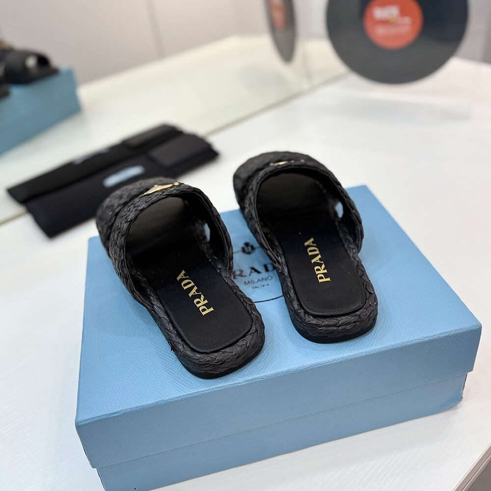 Prada Raffia slides