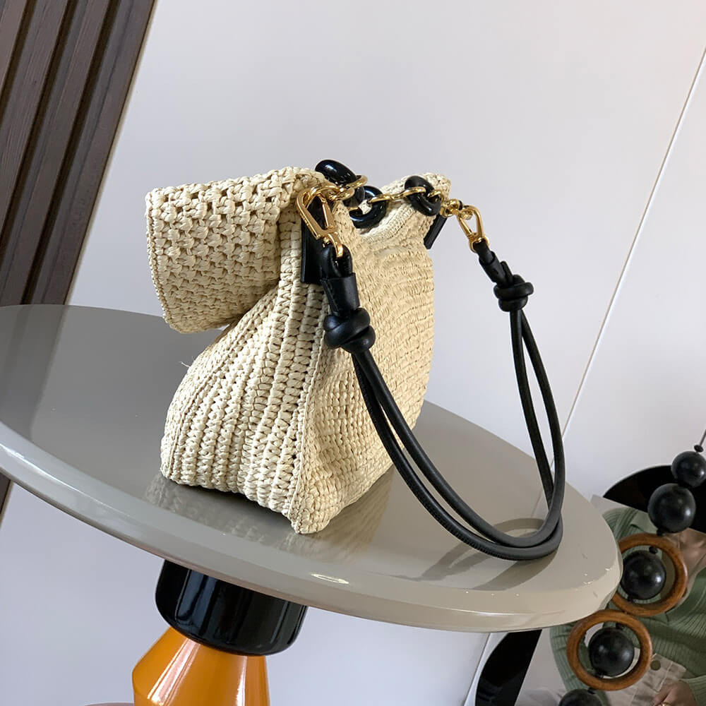 Loewe Medium Ola bag in raffia and calfskin(HIGH-END GRADE)