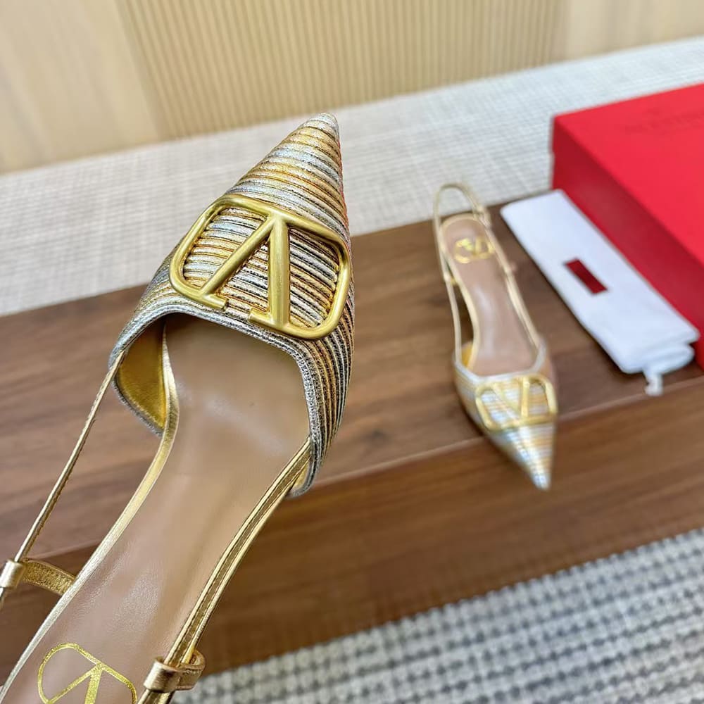 VALENTINO VLOGO SIGNATURE metallic slingback high heels (heel height 8 cm)