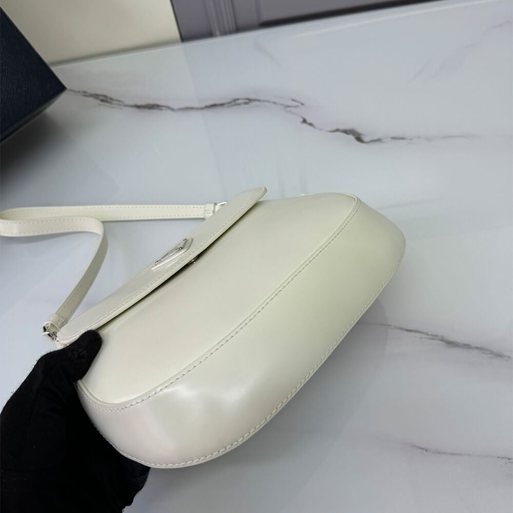 Small Prada Cleo brushed leather shoulder bag with flap