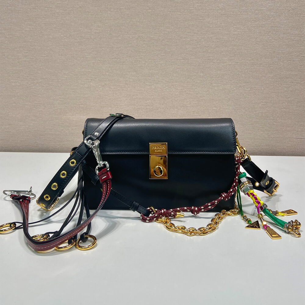 Prada Soft Sound small leather shoulder bag with charms(high-end grade)