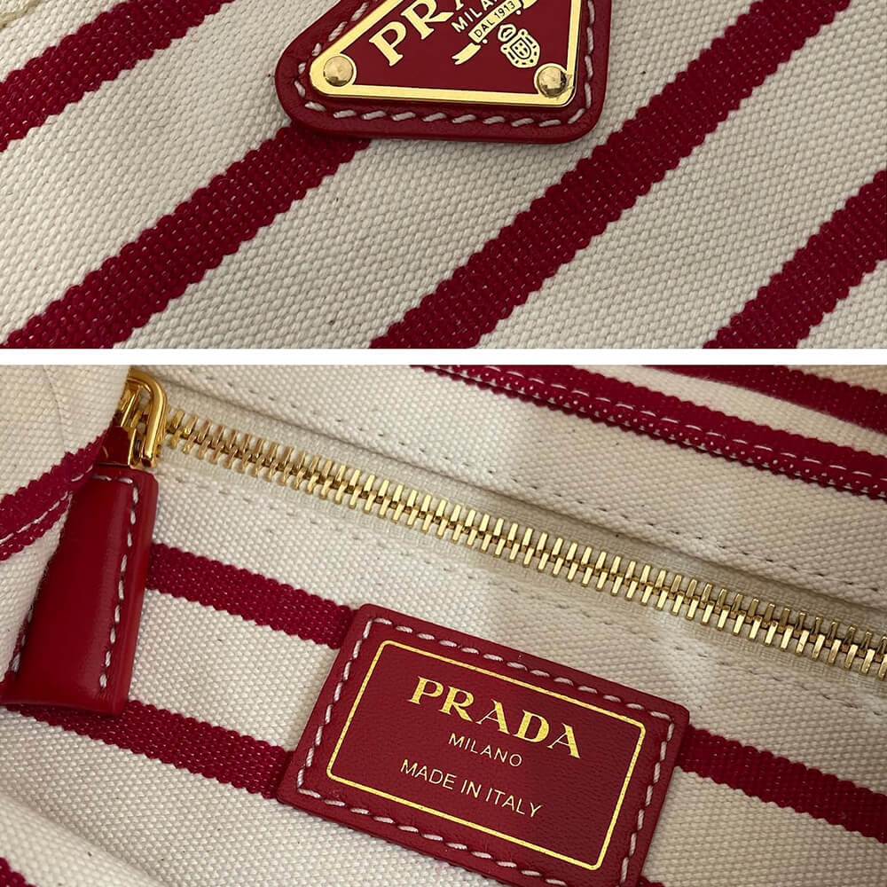 Prada Mariner small striped fabric bucket bag