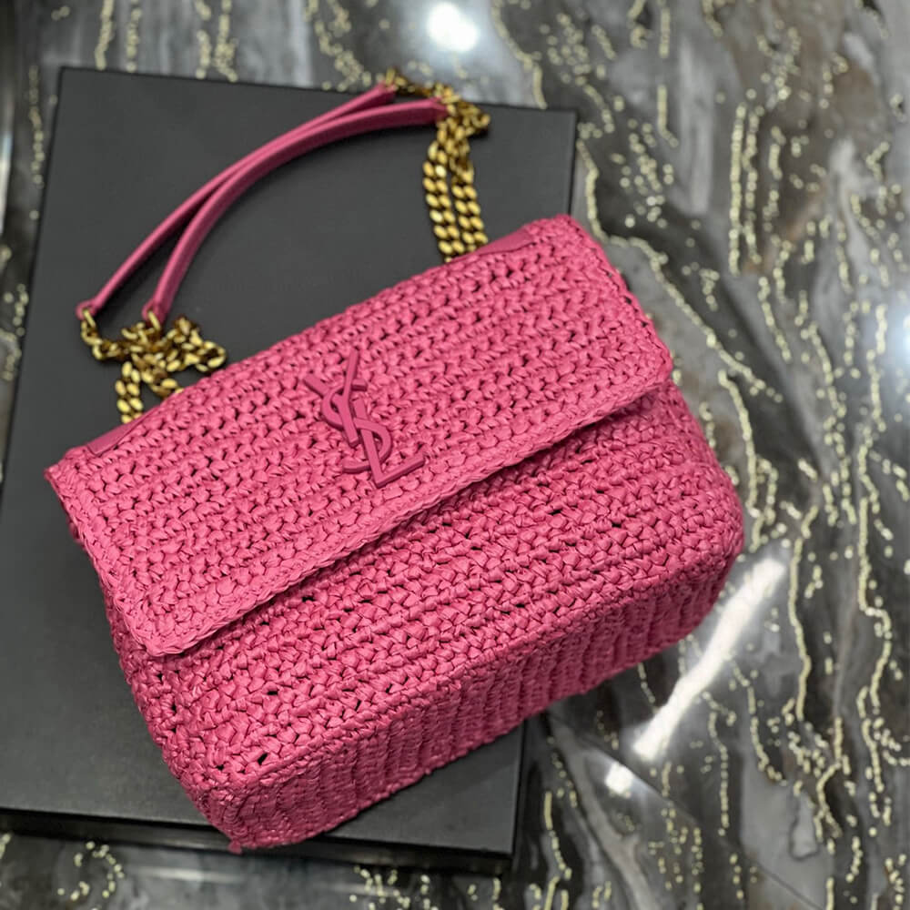 SAINT LAURENT NIKI CHAIN MEDIUM IN RAFFIA(HIGH-END GRADE)