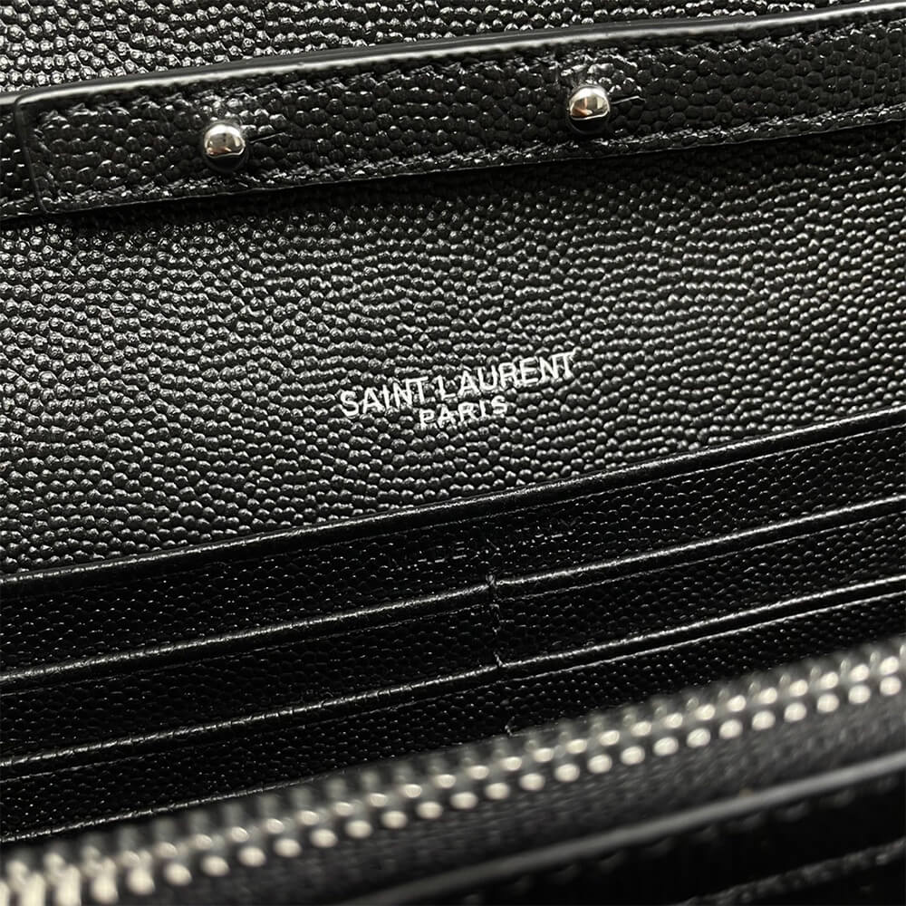 YSL classic cassandre chain wallet in grain de poudre leather