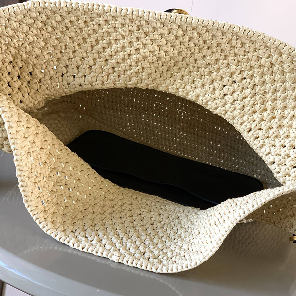 Loewe Medium Ola bag in raffia and calfskin(HIGH-END GRADE)