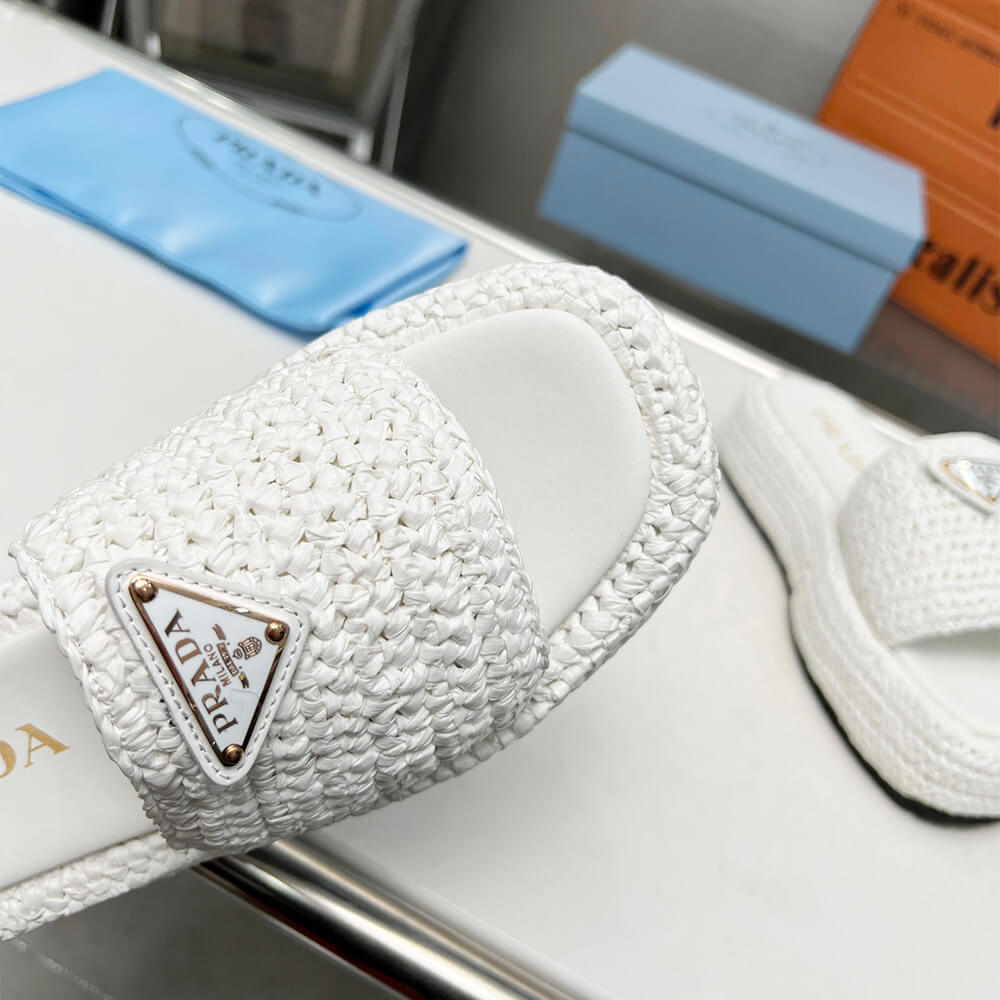 PRADA Crochet flatform slides