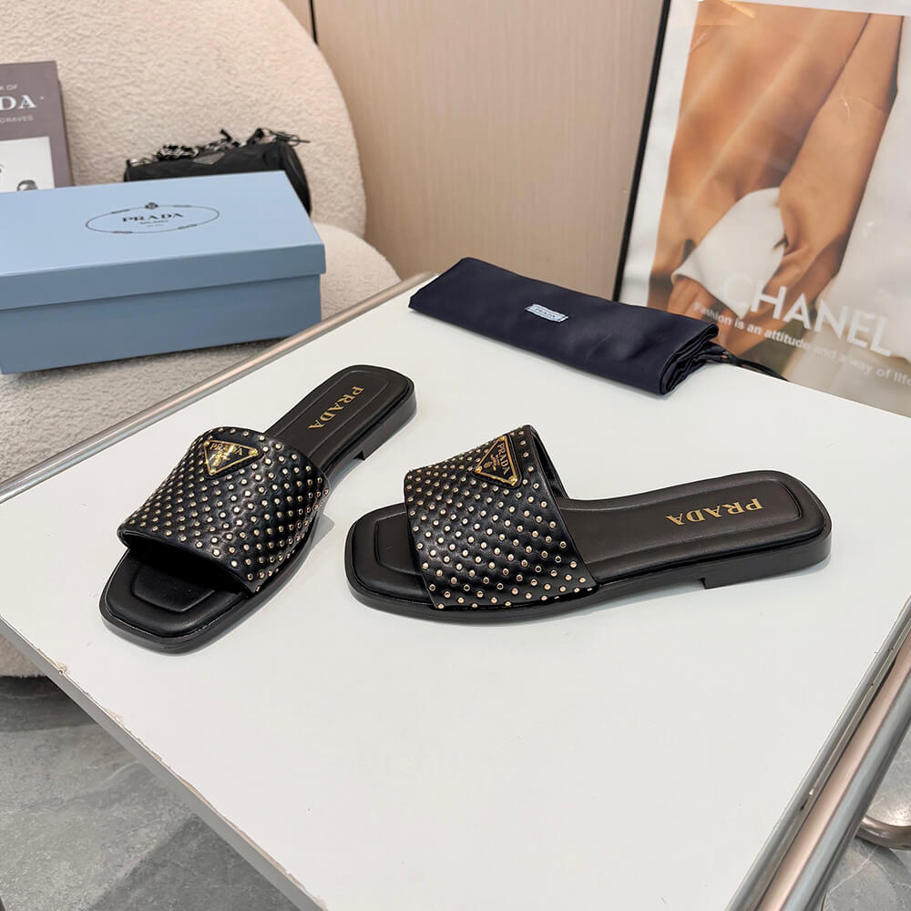 Prada Nappa leather slides with studs