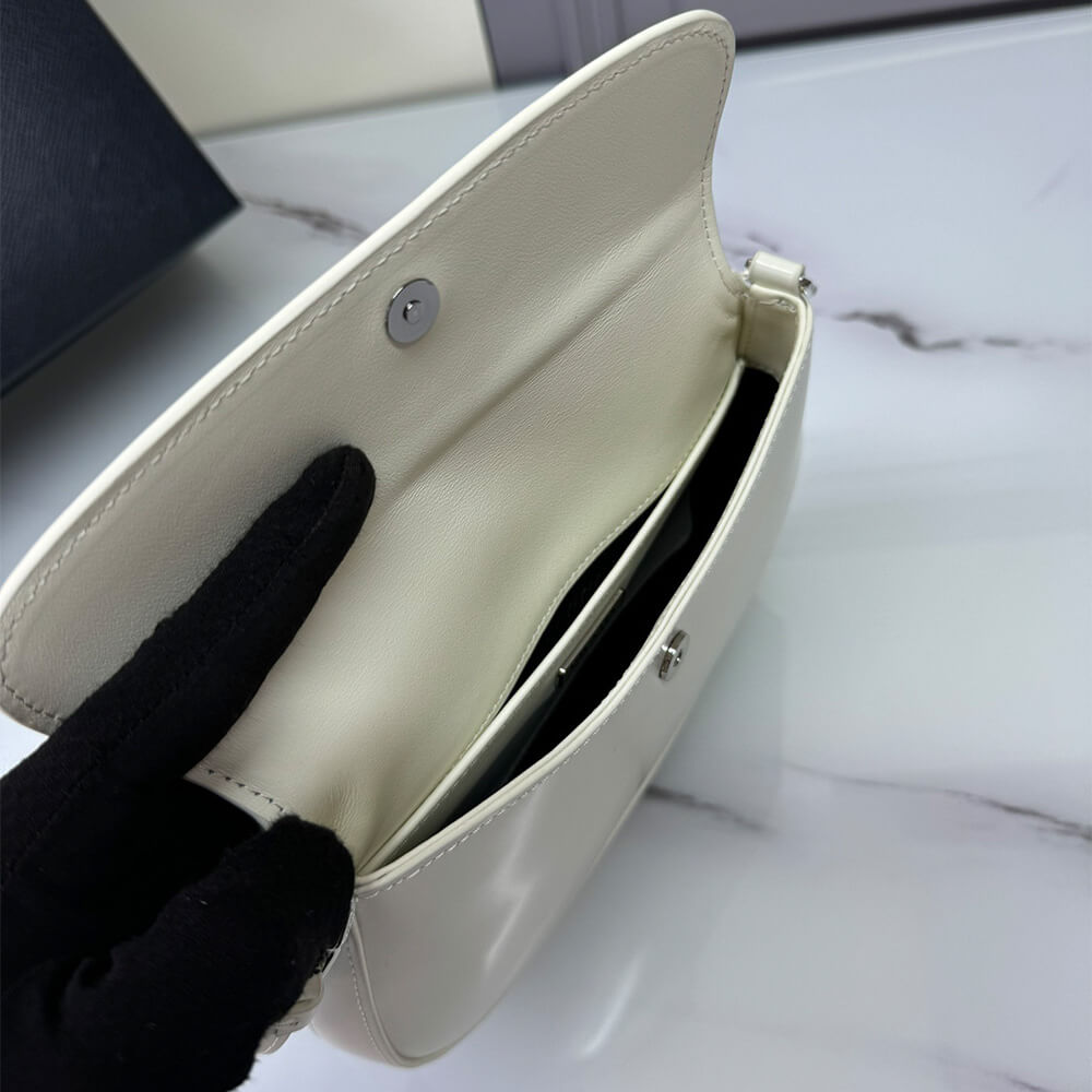 Small Prada Cleo brushed leather shoulder bag with flap