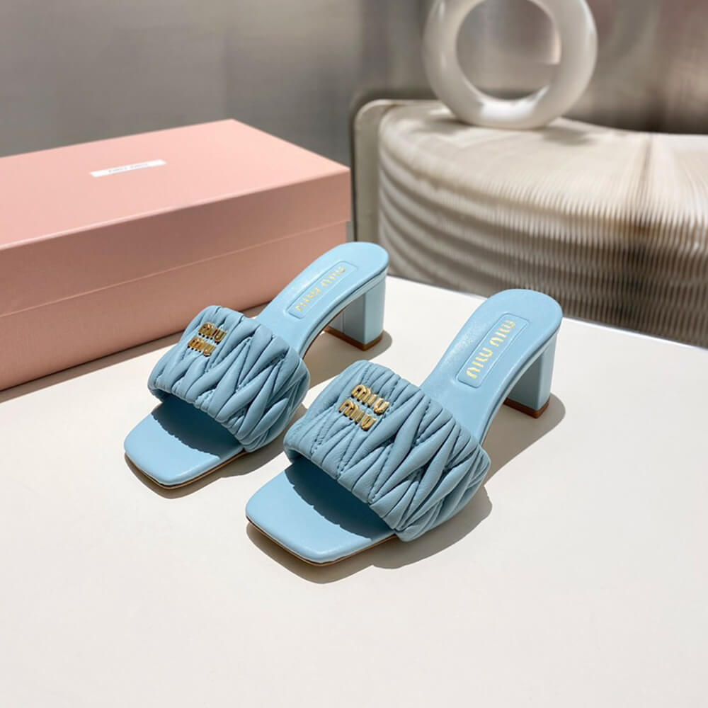 MiuMiu Matelass?? nappa leather slides