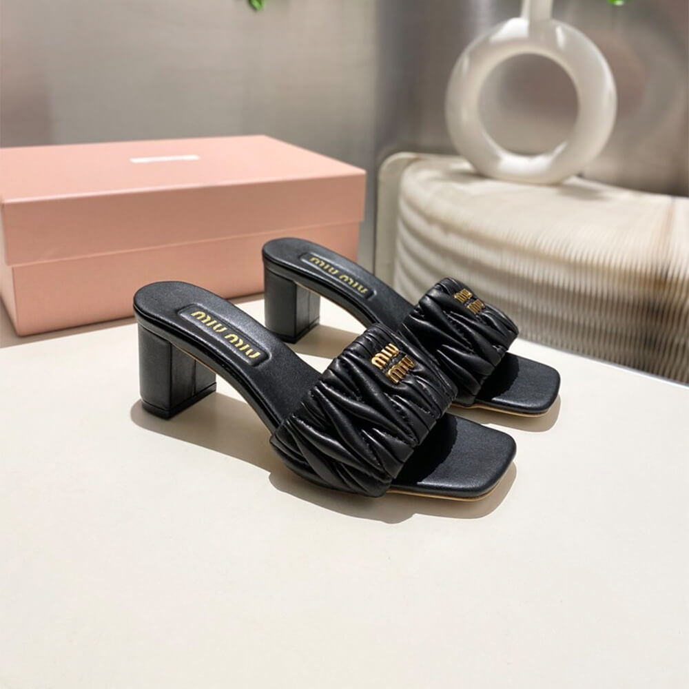 MiuMiu Matelass?? nappa leather slides