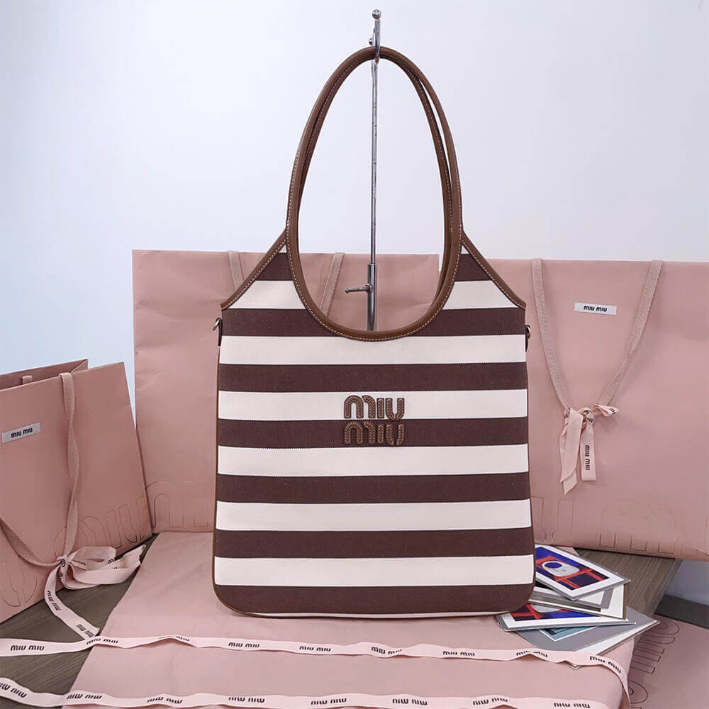 MIUMIU REGULAR IVY canvas and leather bag(HIGH-END GRADE)